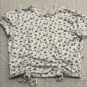Hollister Floral White and Blue Top